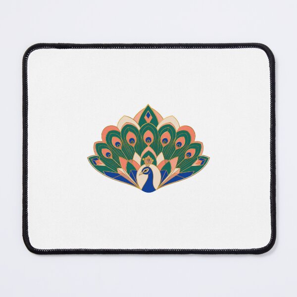 Item preview, Art Deco Peacock – Emerald Gold Geometric Bird Artwork designed and sold by AMICO77.