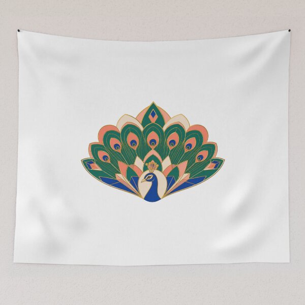 Item preview, Art Deco Peacock – Emerald Gold Geometric Bird Artwork designed and sold by AMICO77.