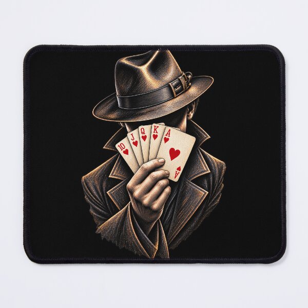 Item preview, Mysterious Poker Player with Cards Noir Art designed and sold by PrintGo26.