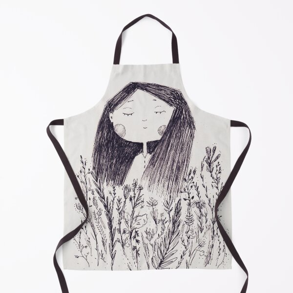 Item preview, Dreaming Girl in Wildflowers Ink Drawing designed and sold by Mariamoart.