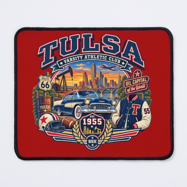 Item preview, Tulsa Oklahoma Varsity 1955 Design designed and sold by Normandy Road Heritage™ - Vintage Garage Art.