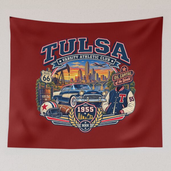 Item preview, Tulsa Oklahoma Varsity 1955 Design designed and sold by Normandy Road Heritage™ - Vintage Garage Art.