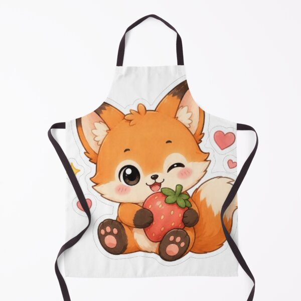 Item preview, Cute Kawaii Fox Hugging Strawberry Sticker | Adorable Chibi Fox Sticker designed and sold by Vegasstickers.