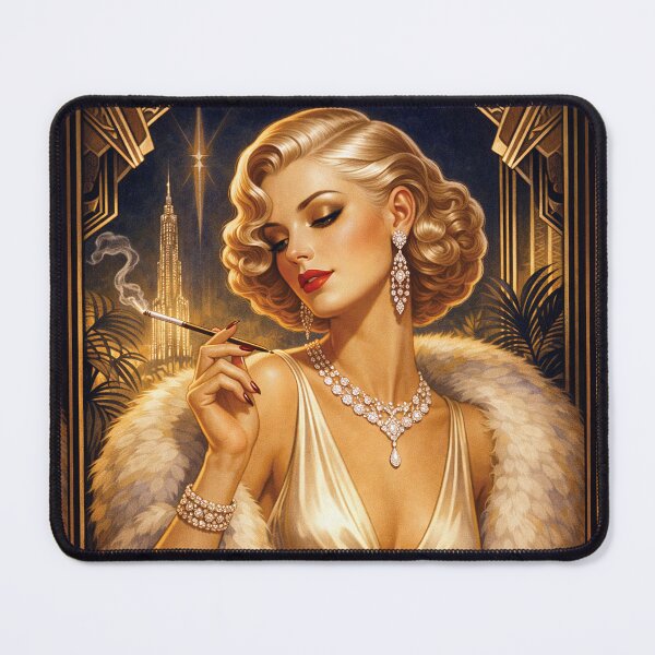 Item preview, Glamorous Woman Smoking a Cigarette – Elegance and Allure designed and sold by GalleryKauffeld.