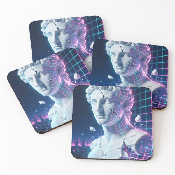 Item preview, Vaporwave Broken Marble Bust Neon Grid designed and sold by Lineer22.
