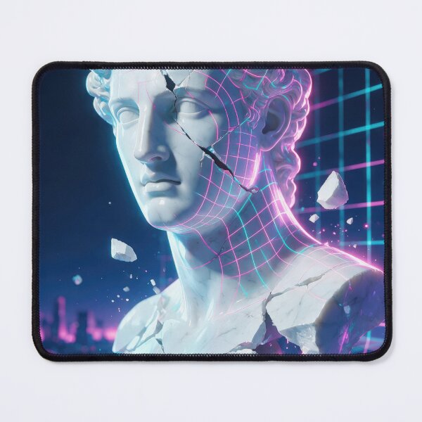 Item preview, Vaporwave Broken Marble Bust Neon Grid designed and sold by Lineer22.