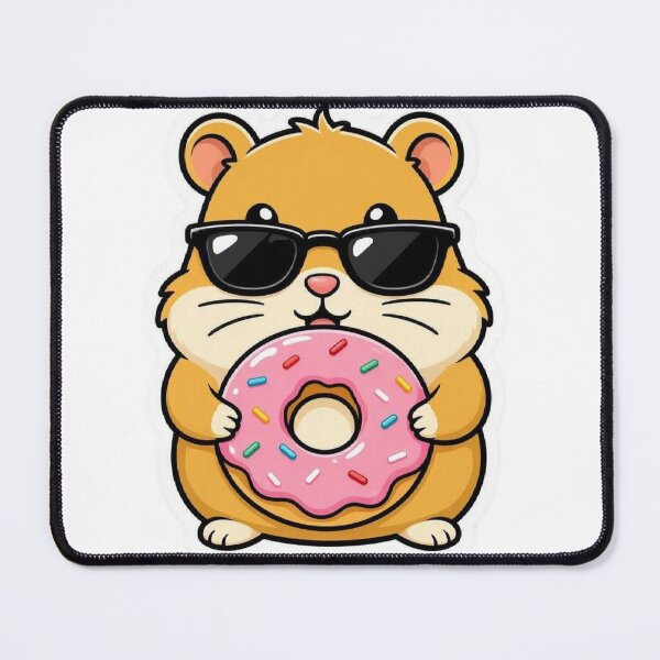 Item preview, Cute Hamster Eating Pink Donut Sunglasses designed and sold by BobaCatDesign.