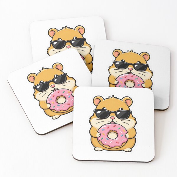 Item preview, Cute Hamster Eating Pink Donut Sunglasses designed and sold by BobaCatDesign.