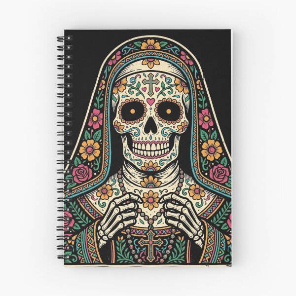 Item preview, Calavera Nun - Arte gráfico del Día de los Muertos del cráneo de azúcar mexicano designed and sold by FreiherrPK.