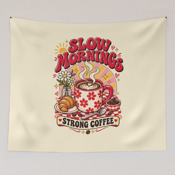 Item preview, Slow Mornings Strong Coffee Retro designed and sold by Pick&Grin.