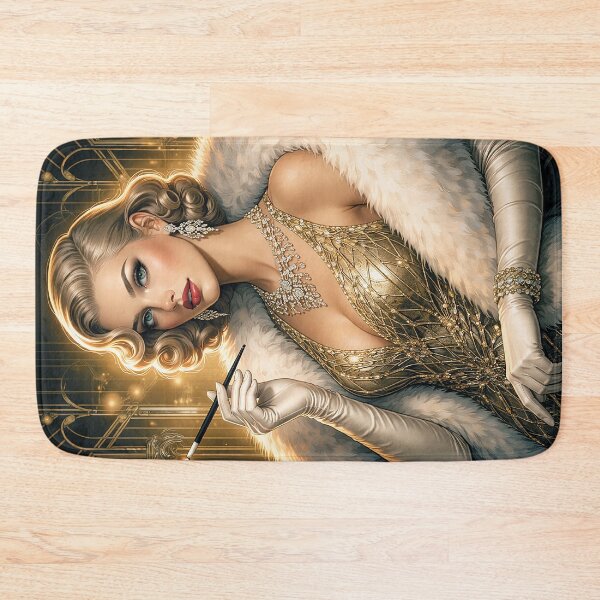 Item preview, Glamorous Woman Smoking a Cigarette – Elegance and Allure designed and sold by GalleryKauffeld.