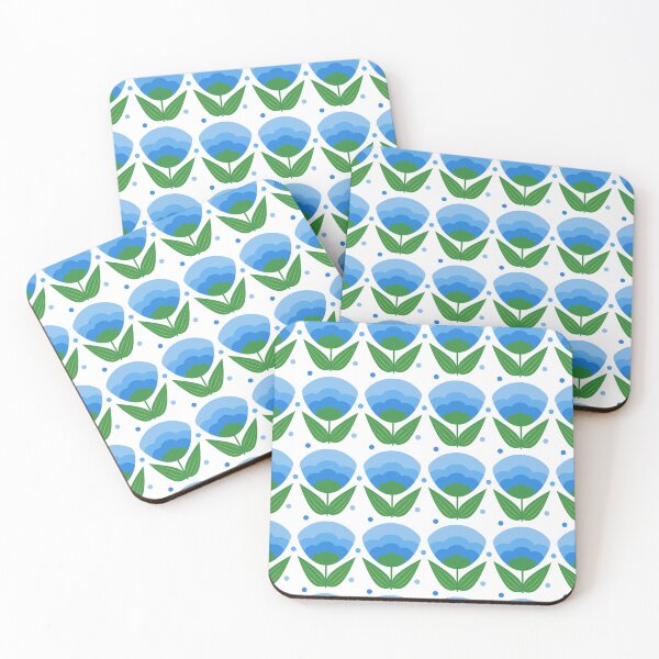 Item preview, Blue tulip geometric pattern designed and sold by Eridanka.