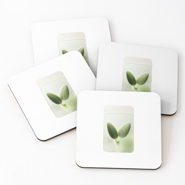 Item preview, Minimalist Frosted Glass Sprout - Green Leaves Glassmorphism Art designed and sold by Brandady.