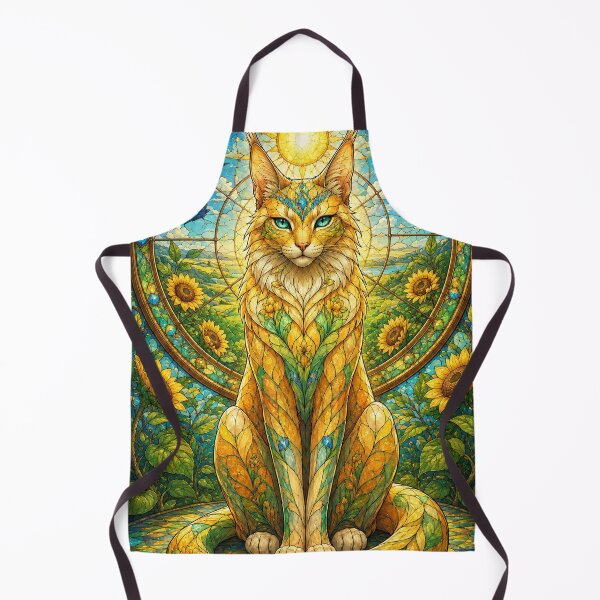 Item preview, The Guardian of Summer – Solar Cat in Gilded Stained Glass designed and sold by Pixel Otaku Gallery.