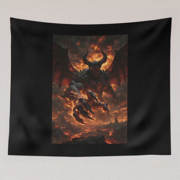 Item preview, Winged Demon Reaching Over a Lava Wasteland designed and sold by Lineer22.