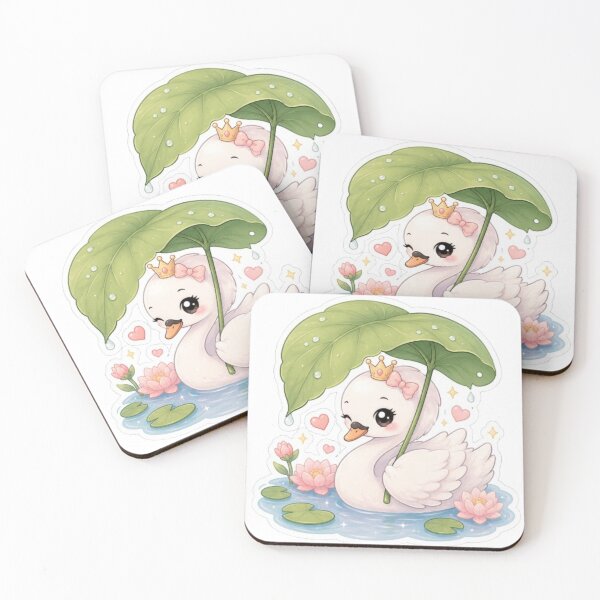 Item preview, Kawaii Swan Under Leaf Umbrella Sticker | Cute Cottagecore Swan Art designed and sold by Vegasstickers.