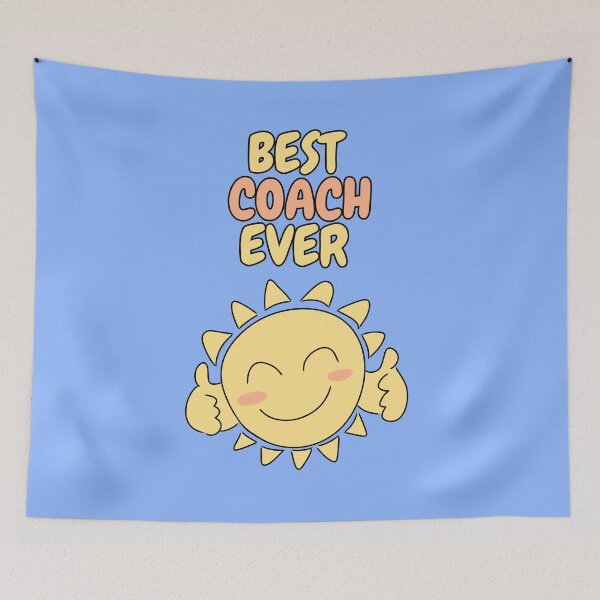 Item preview, BEST COACH EVER Cute Sun Pastel Blue designed and sold by HugSomeNettles.