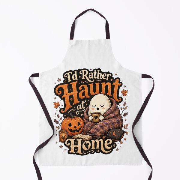Item preview, I'd Rather Haunt at Home - Cute Cozy Ghost with Pumpkin Sticker designed and sold by Lu7u.