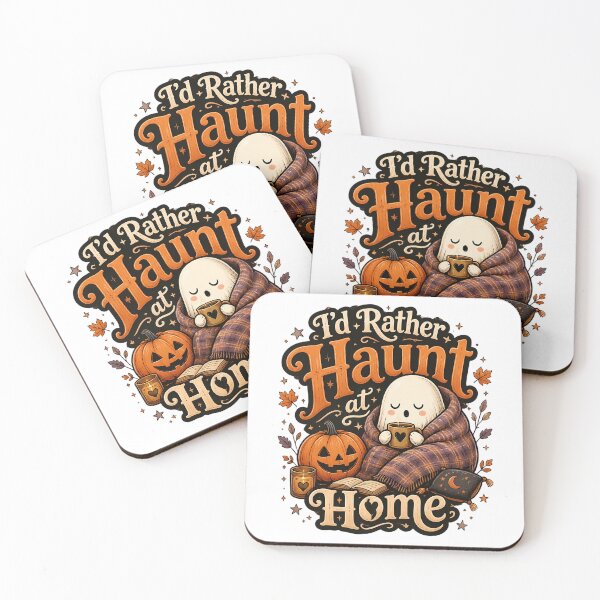 Item preview, I'd Rather Haunt at Home - Cute Cozy Ghost with Pumpkin Sticker designed and sold by Lu7u.