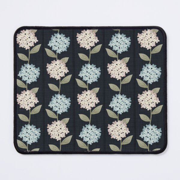 Item preview, Blue and Beige Hydrangeas Floral Stripe and Thin Stripes Deep Indigo Blue designed and sold by JasmineGDesigns.