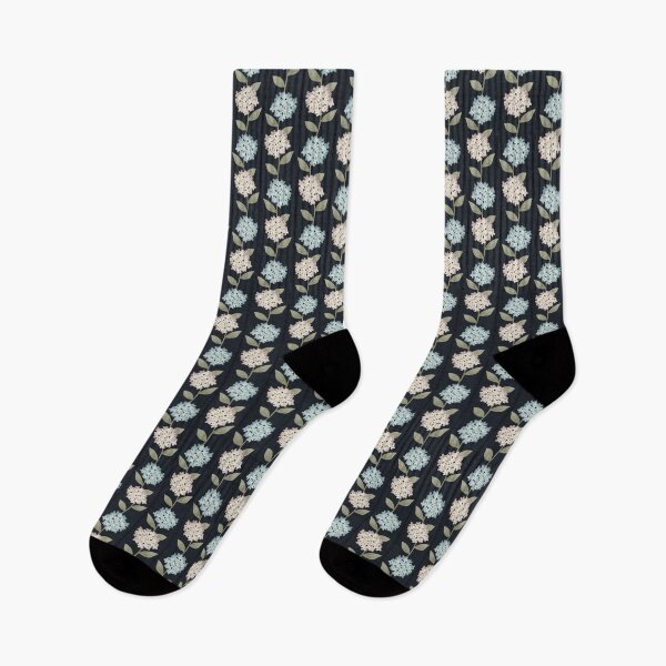 Item preview, Blue and Beige Hydrangeas Floral Stripe and Thin Stripes Deep Indigo Blue designed and sold by JasmineGDesigns.