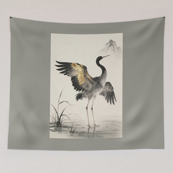 Item preview, Ink Crane with Gold Leaf Wing designed and sold by Lineer22.