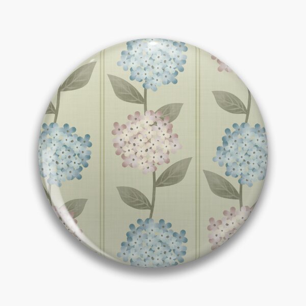 Item preview, Blue and Beige Hydrangeas Floral Stripe and Thin Stripes Light Sage Green designed and sold by JasmineGDesigns.