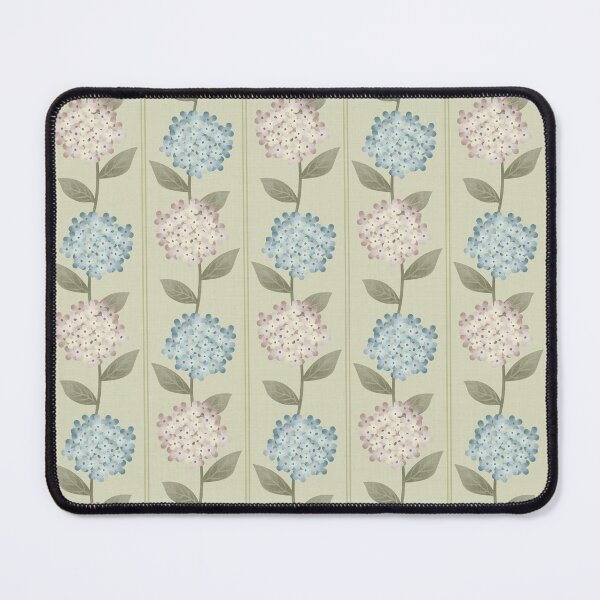Item preview, Blue and Beige Hydrangeas Floral Stripe and Thin Stripes Light Sage Green designed and sold by JasmineGDesigns.