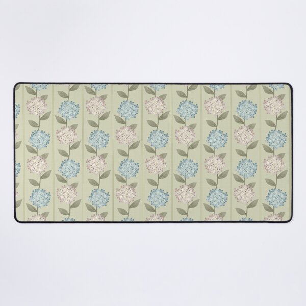 Item preview, Blue and Beige Hydrangeas Floral Stripe and Thin Stripes Light Sage Green designed and sold by JasmineGDesigns.