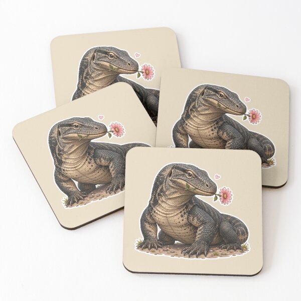 Item preview, Gentle Monitor Lizard with Pink Flower – Cute Reptile Nature Art designed and sold by Safe Haven Pets.