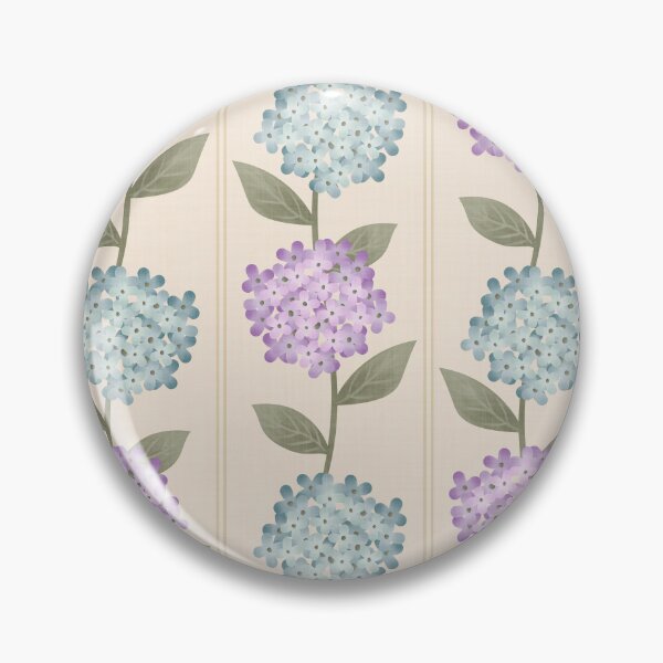 Item preview, Blue and Purple Hydrangeas Floral Stripe and Thin Stripes Neutral Beige designed and sold by JasmineGDesigns.