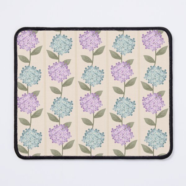 Item preview, Blue and Purple Hydrangeas Floral Stripe and Thin Stripes Neutral Beige designed and sold by JasmineGDesigns.