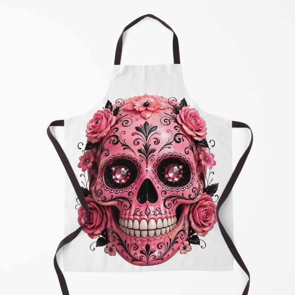 Item preview, Pink Skull with Roses and Black Ornamental Flourishes designed and sold by DoveArtDesigns.