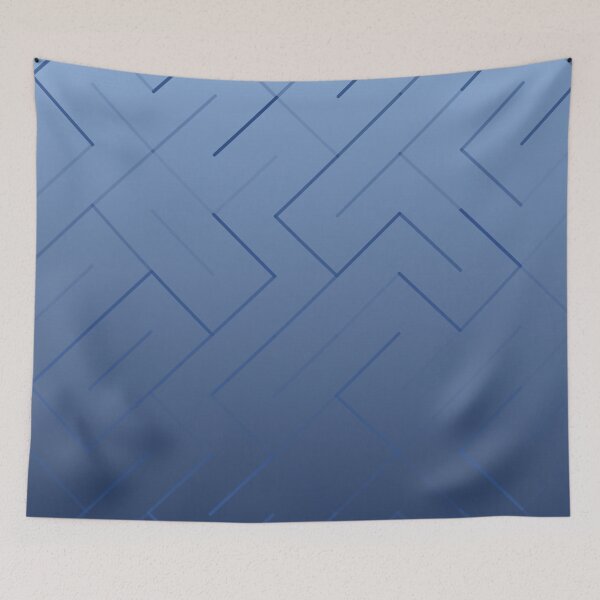 Item preview, Diagonal Labyrinth Drift – Modern Geometric Maze Ombre Pattern - Blue designed and sold by Frohyou.
