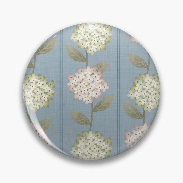 Item preview, Green and Beige Hydrangeas Floral Stripe and Thin Stripes Dusty Blue designed and sold by JasmineGDesigns.