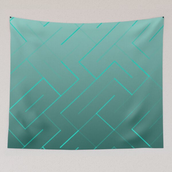 Item preview, Diagonal Labyrinth Drift – Modern Geometric Maze Ombre Pattern - Teal designed and sold by Frohyou.