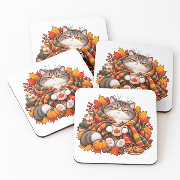 Item preview, Cozy Fall Cat with Pumpkin designed and sold by Sed94.