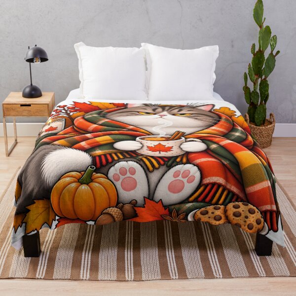 Item preview, Cozy Fall Cat with Pumpkin designed and sold by Sed94.