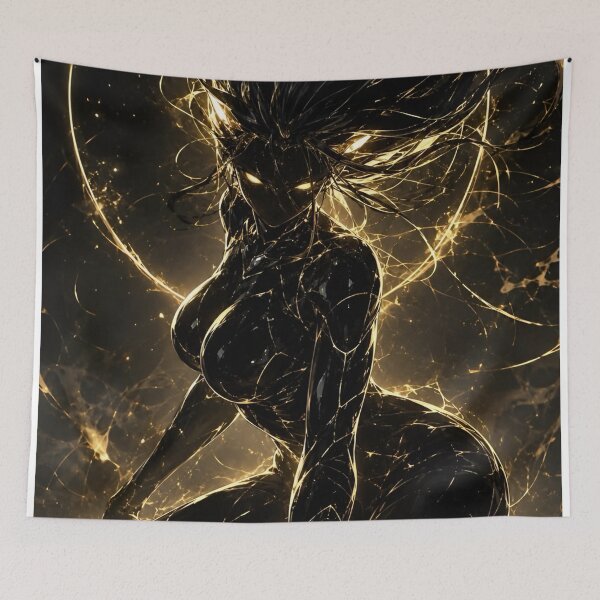 Item preview, Golden Void Empress – Dark Fantasy Cosmic Goddess Black Gold Anime Art designed and sold by Dyan4.
