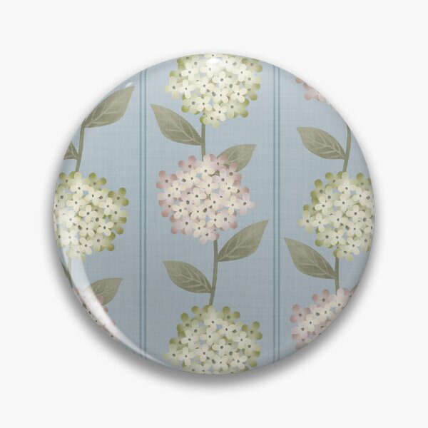 Item preview, Green and Beige Hydrangeas Floral Stripe and Thin Stripes Light Dusty Blue designed and sold by JasmineGDesigns.