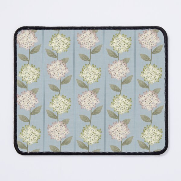 Item preview, Green and Beige Hydrangeas Floral Stripe and Thin Stripes Light Dusty Blue designed and sold by JasmineGDesigns.