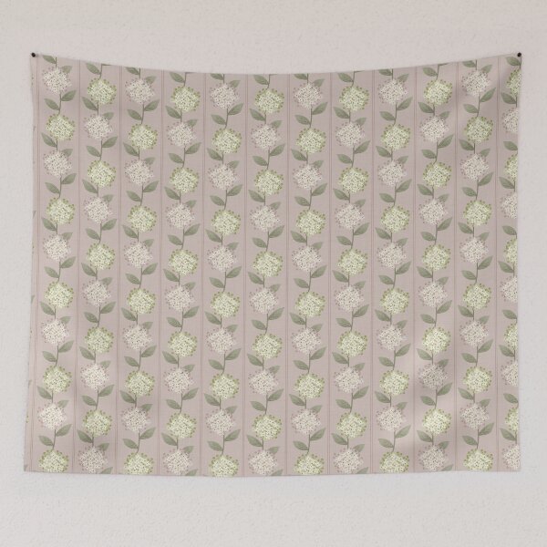Item preview, Green and Beige Hydrangeas Floral Stripe and Thin Stripes Mauve Pink designed and sold by JasmineGDesigns.