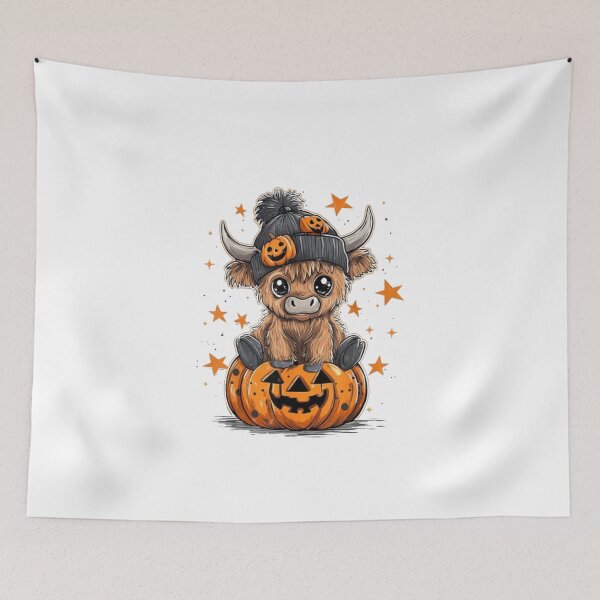 Item preview, Cute Pumpkin Highland Cow Halloween Fall Autumn  designed and sold by roartusa.