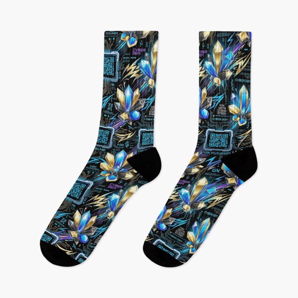 Item preview, Gemstone Clusters & Scannable Qr Codes Y2K Cyber Pattern designed and sold by StickVerse by Owais.