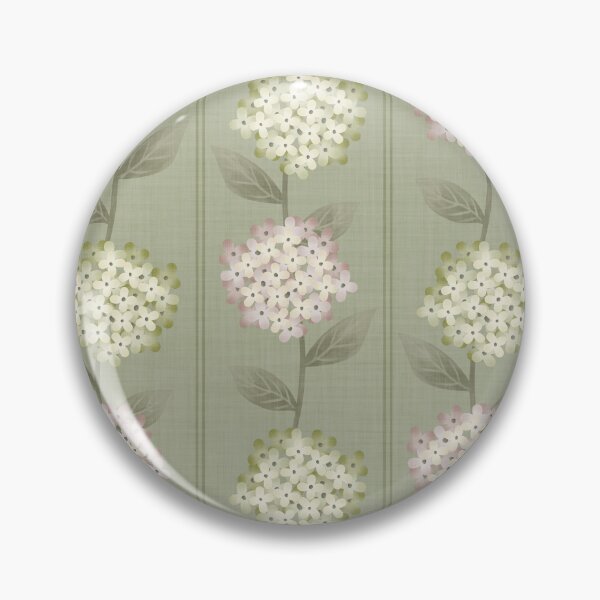 Item preview, Green and Beige Hydrangeas Floral Stripe and Thin Stripes Sage Green designed and sold by JasmineGDesigns.
