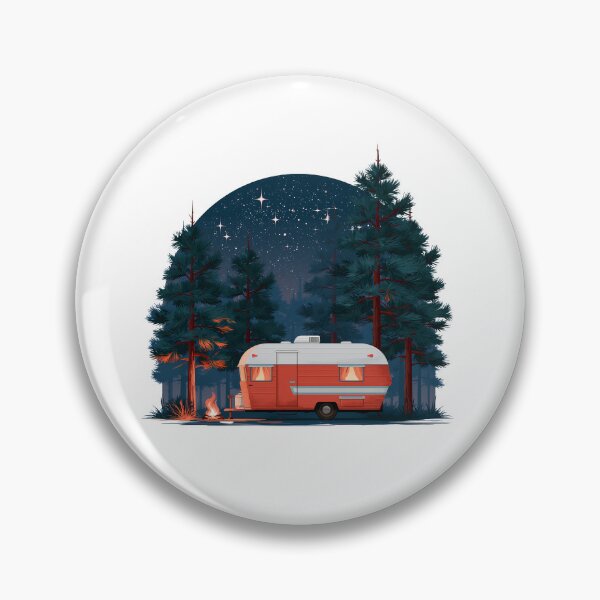 Item preview, Red retro campervan camping under the stars designed and sold by Artdavesalzburg.
