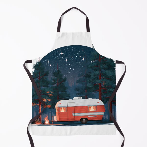 Item preview, Red retro campervan camping under the stars designed and sold by Artdavesalzburg.