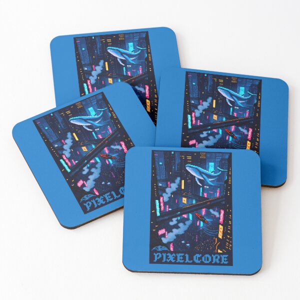 Item preview, Cyberpunk City with Whale Ologram Pixel Art {PIXELCORE} designed and sold by PIXELCORE-TEE.