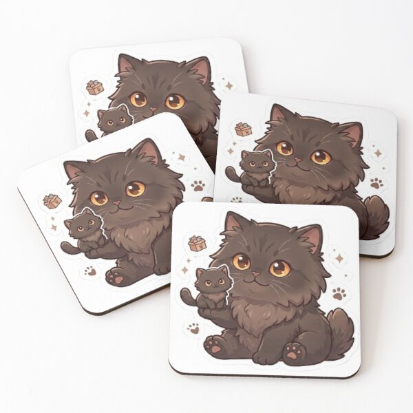 Item preview, Long Hair Dark Brown Persian Kitten Art designed and sold by PetalsPaws.