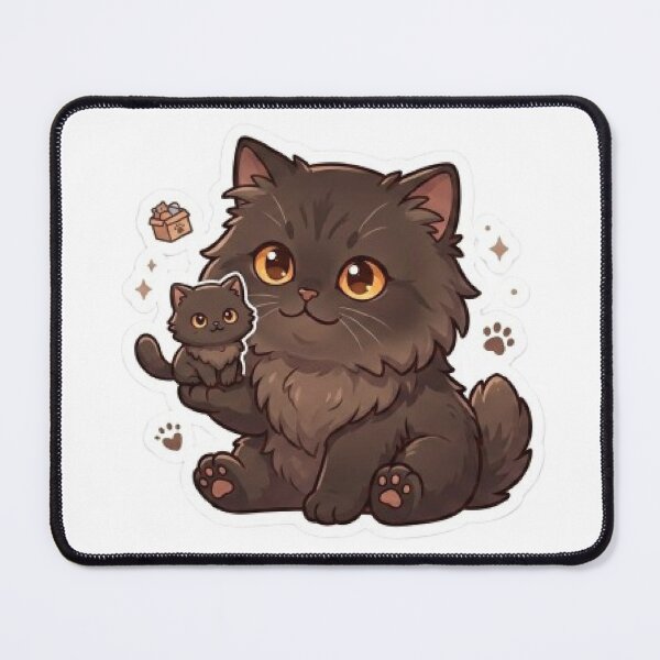 Item preview, Long Hair Dark Brown Persian Kitten Art designed and sold by PetalsPaws.